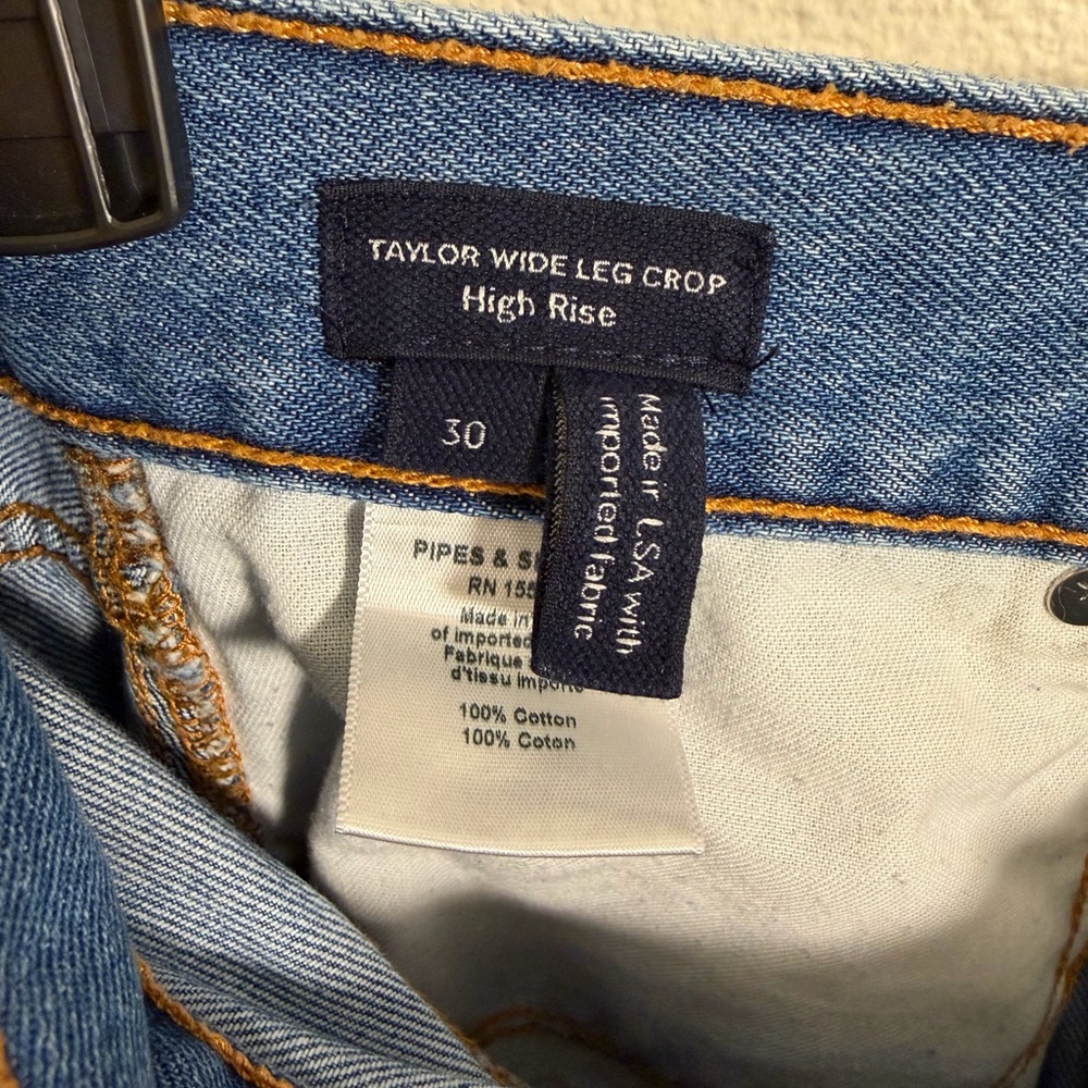 Veronica Beard Taylor Raw Hem High Waist Wide Leg Jean Medium Wash Denim Size 30 - Picture 5 of 11